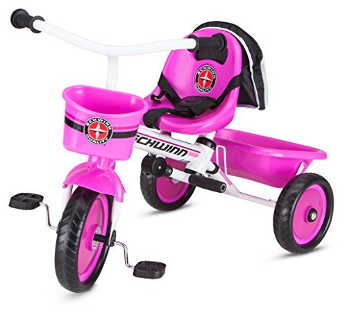 Image of Schwinn Easy Steer Bike for Toddler, Kids Tricycle with Removable Push handle, Steel Trike Frame, Boys and Girls Ages 2-4 Year Old, Pink, 41 inch x 20 inch x 41 inch