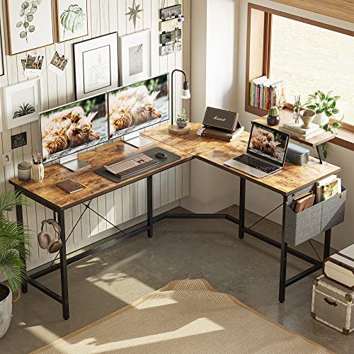 Image of Cubiker Multi-Purpose Height-Adjustable Lapdesk, Study Table, Portable, with Docking for Tablet, Room Work, Ideal for Work from Home, DIY Table, Easy to Assemble (59.1 inch x 47.3, Rustic)