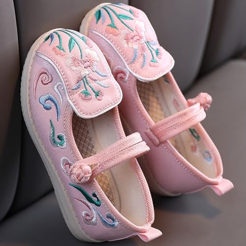 WUIWUIYU Toddlers Girls Chinese Traditional Embroidered Shoes Round Toe Ballet Flats Retro Dress Mary Jane Flat4
