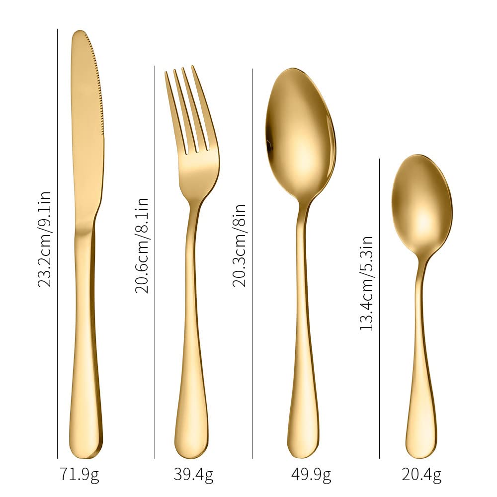 Wakects Juego de Cubiertos, Juegos de Vajilla de Acero Inoxidable, Cubiertos con Acabado de Espejo en Estuche de Madera, Juego de Vajilla para Fiesta, para Cocina Casera, Restaurante,
