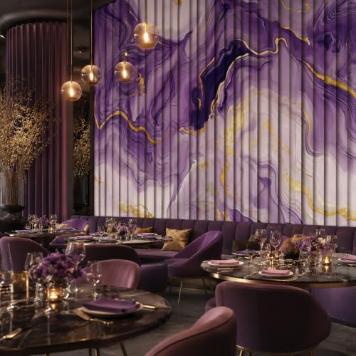 Image of Purple Gold Louvers Self-Adhesive Kitchen Wallpaper Roll, PVC 3D Wall Sticker Oil Proof, Waterproof & Washable Wallpaper for Home Decor, Living Room, Bedroom, Hotel & Cafe Walls (45x300cm)