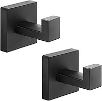 Fenas Heavy Duty Matte Black Stainless Steel Towel Hooks - Wall Mounted Robe Hooks for Bathroom Kitchen Bedroom, Rustproof 33LB 2 Pack