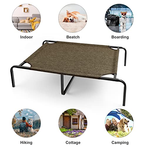 Elevated Dog Beds For Medium Small Dogs Portable Outdoor Raised Dog Cots Bed With Extra Support, Breathable Mesh For Pets Up To 60 Lbs, Dark Brown #TOP4