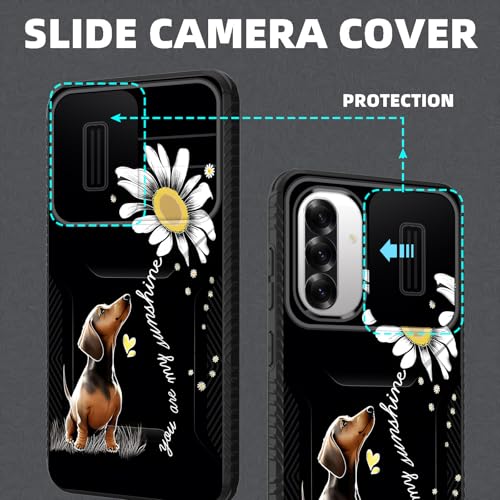 wiaekosef for Galaxy A36 5G/A56 5G Case Built in Slide Camera Lens Cover,Heavy Duty Shockproof Protection Dual Layer Case for Samsung Galaxy A36 5G/A56 5G 6.7" 2025,You are My Sunshine Dachshund - image 3