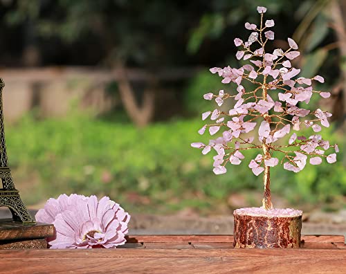 Image of ZAICUS Rose Quartz Crystal Tree of Life Feng Shui Bonsai Gift