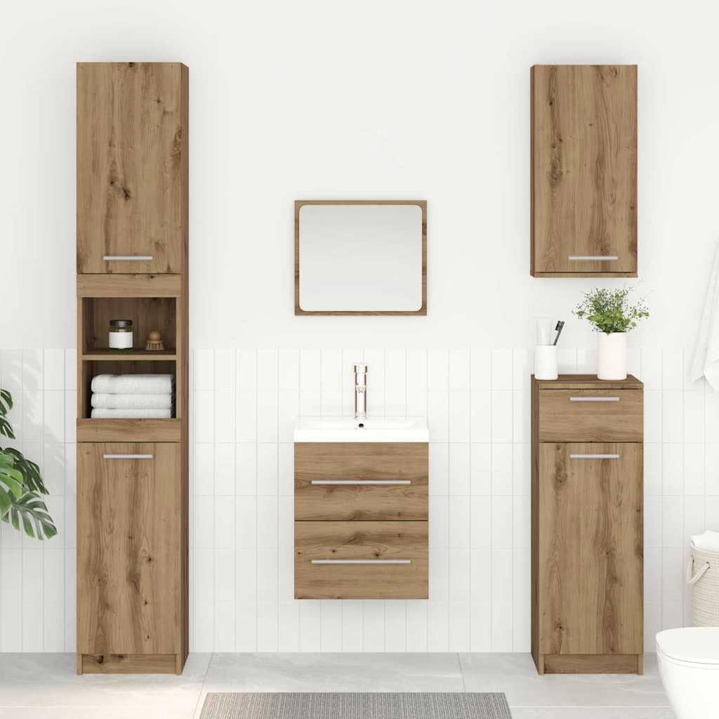 Waschbeckenunterschrank Artisan-Eiche, waschtisch Bad badzimmer möbel, hängend Wand platzsparend mit 2 schublade, stauraum für gäste wc und aufbewahrung, 41 x 38,5 x 48 cm