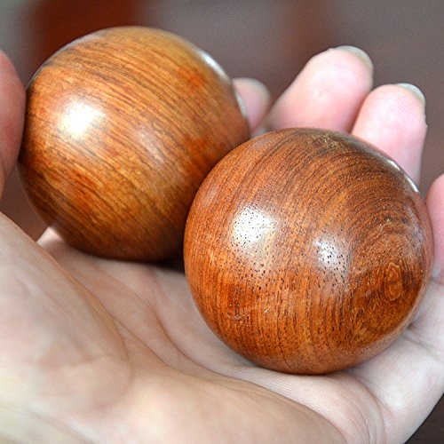 Generic 2pcs Natural Wooden Massage Health Ball 50mm Exercise Meditation Stress Relief Handball Fitness Ball Natural Health Care Product