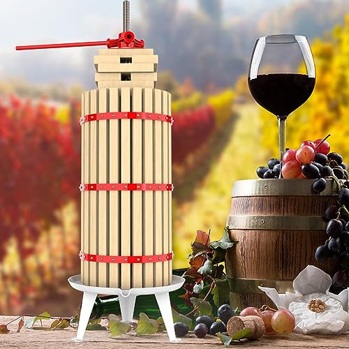 Image of 7.9 Gallon Fruit and Wine Press, Manual Cider Juice Maker with Solid Beech Wood Basket & Heavy-Duty Stand for Apples, Grapes, Berries