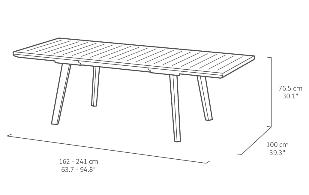 Keter Harmony - Mesa Extensible con bisagras de Aluminio; Mesa de Jardín Exterior; 100 x 160 x 75 cm; Extensión 1,6 a 2,4 m; Color Chocolate