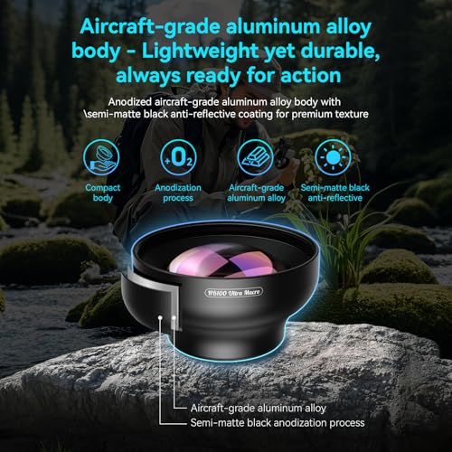 APEXEL 100Ultra Macro Lens - Enhanced Version Smartphone Lens for iPhone, Samsung, Pixel | Professional Macro Photography of Flowers, Iinsects, Jewelry, Food Details and Other Small Objects