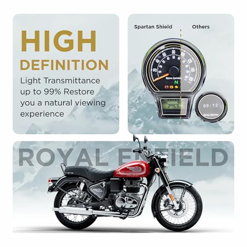 Image of Spartan Shield Screen Protector For ROYAL ENFIELD CLASSIC 350 [with Tripper Navigation Screen] - 4 inch Instrument Cluster Guard | Classic350 TFT Display Cluster Accessory 2024 [Not Tempered Glass]