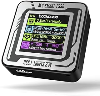 DOCKCASE Pocket M.2 NVMe Smart SSD Enclosure, 3s Power Loss Protection, Disk Life Detection 10Gbps M.2 NVMe Enclosure USB 3.2 Gen 2 USB C Adapter for 2230 M.2 NVMe/PCle SSD of M-Key or M+B Key (Black)