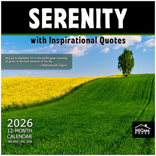 MICASA PRESS Serenity with Inspirational Quotes 2026 Wall Calendar 12 Month | 12' x 24' Open | Thick & Sturdy Paper | Holiday Gift | Zen Nature Calendar 2026