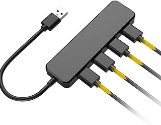 USB Hub, 4 Port USB Adapter Ultra-Slim USB Splitter, Multi USB Port Expander USB Extender Lead Adapter for PC, Laptop, Desktop, Notebook, MacBook, Netbook, MAC, Wii