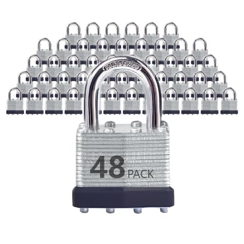 Image of Keyed Alike Laminated Steel Padlocks with Normal Shackle for Sheds, Fences & Lockers (48-Pack)