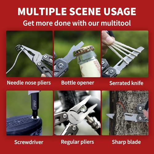 Christmas Gifts for Men Him Dad, WETOLS 21-in-1 Multitools with Pocket Knife, Stainless Steel Self-locking Pliers with 8 Screwdriver Bits, Multi Tool Survival Gear, EDC Knife with Pouch for Outdoor