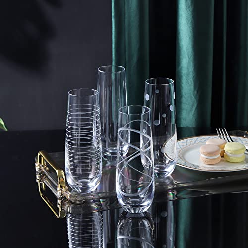 Joeyan 290ml Stemless Champagne Flutes Glasses - Image 2