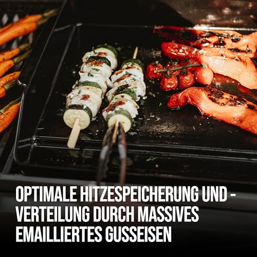Enders® Plancha L für Monroe PRO 3, für Colorado 3 + 6, für Kansas II PRO 4, Grillfläche von 1.400cm², integrierte Fettrinne und Ablauf, Hitzespeicherung #7889, Schwarz