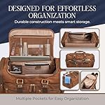 Luxorro Full Grain Leather Duffle Bag for Men | TSA Approved 22x14x9 Carry On Luggage | 22 Inch, 45L Capacity | Overnight Weekender & Travel Duffel | Dark Brown - Image 2