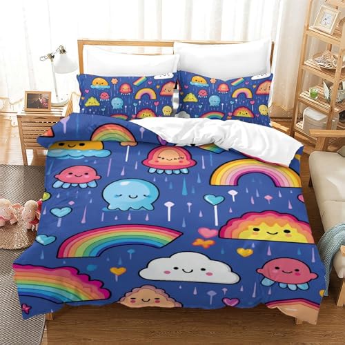 Housse de couette 140x200 arc-en-ciel 3D en microfibre pour lit simple - 2