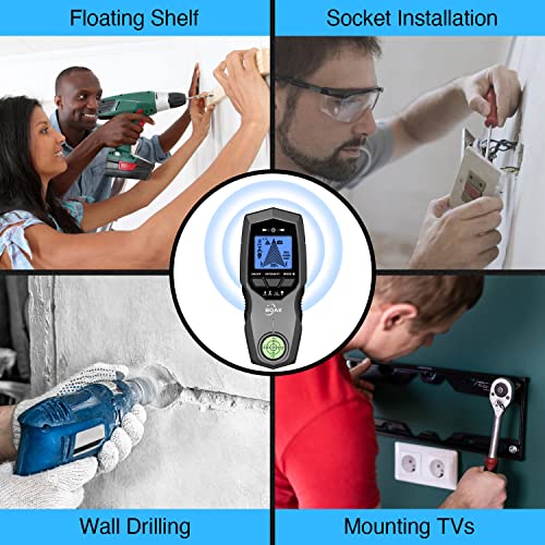 Boak Stud Finder Wall Scanner - 5 In 1 Electronic Stud Detector With Upgraded Smart Sensor,Stud Sensor With Percentage Lcd Display&Audio Alarm For Wood,Ac Live Wire,Metal Studs,Detection Joist Pipe #TOP6