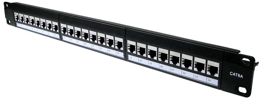24 porte CAT 6A Shield 1U Patch Panel, connettori per pannelli patch, quantità X 1