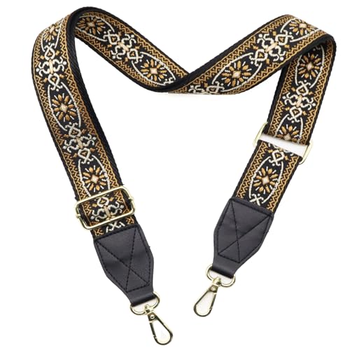 Image of Purse Strap,1.5 inch Leather End Shoulder Strap Adjustable Replacement,Retro Multi-Pattern Crossbody Bag Straps