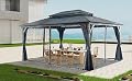Generic FunMay Cedar Wood Gazebo, 12' x 16', Hardtop, Double Metal Roof, Solid Wooden Frame, Privacy Curtains, Mosquito Nettings, Outdoor Cedar Framed Gazebo, for Garden, Backyard, Gray, W1650S00032