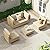 VICLLAX 5 Pieces Wicker Patio Furniture Set, Outdoor Conversation Set Sectional Sofas with Cushions and Glass-top Tea Table, Oak Rattan