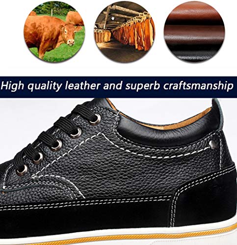 ailishabroy Men's Invisible Increase 2.36in Casual Leather Shoes Lace up Running Shoes senakers3