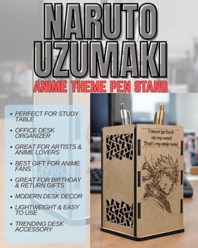 Image of Naruto Wooden Pen Stand | Anime Pencil Holder for Study Table | Naruto Anime Desk Accessories
