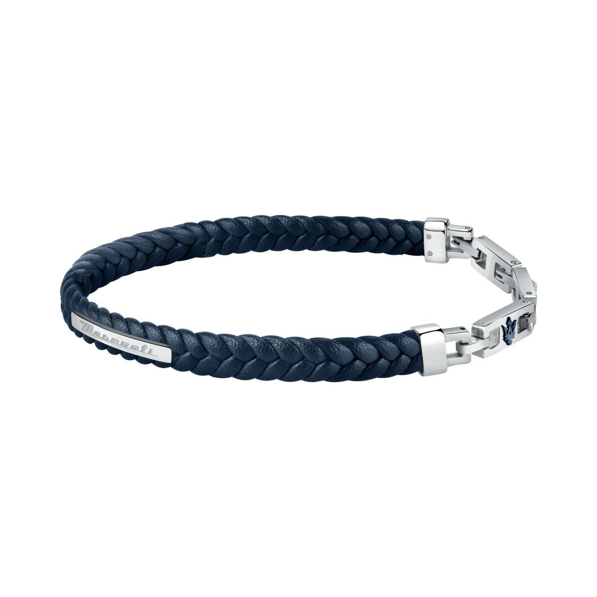 MaseratiJewels Pulsera Hombre de Acero, cuero reciclado, IP AZUL - JM222AVE04