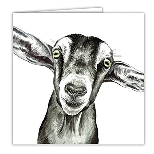 Maturi Blank Greeting Card with Water Colour Goat Image