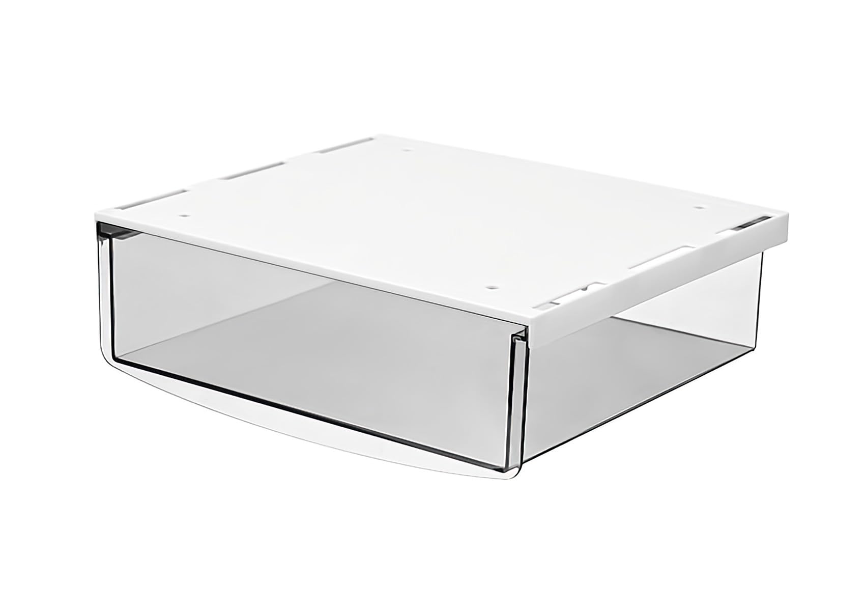 TUKA-i-AKUT 2X 1,7L Cassetti Sotto Scrivania, 21x18x5,4cmcm Autoadesivo Nascosta Cassetto Sottostruttura, Organizzatore per Scrivania/Mobile/Libreria/Mobile da Cucina ecc. 2 Unità Trasparente TKD8607