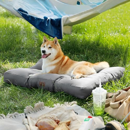 BEDSURE Hundekissen kleine Hunde waschbar - 76x50cm Hundebett M für kleine, mittelgroße Hunde gepolstert Hundematte dunkelgrau in 10cm Höhe