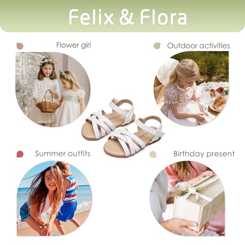 Image of Felix & Flora Toddler Girl Sandals - Little Girl Easter Dress Shoes Lightweight Open Toe Beach Holiday Flats
