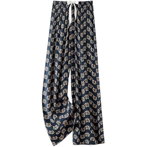 Lastesso Palazzo Pants for Women Fashion Floral Print Summer Lounge Trousers Bow-Knot High Waist Elastic Waistband Pants Womens Pants for Work Business Casual Cover