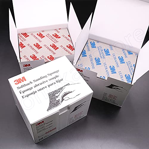 20 Pads (A Box) 3M Softback Sanding Sponge Sandpaper 02600-(1200-1500) 02601-(800-1000) 02602-(500-600) Abrasive Polishing Tool - (Grit: Blue 800-1000, Size: 20 Pads (A Box))