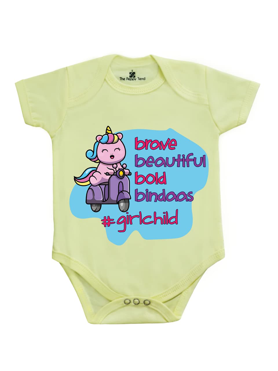 THE PEPPY TENDBrave Bold beautiful Bindaas Girlchild Baby Unisex Onesie-Romper Half Sleeves Regular Fit