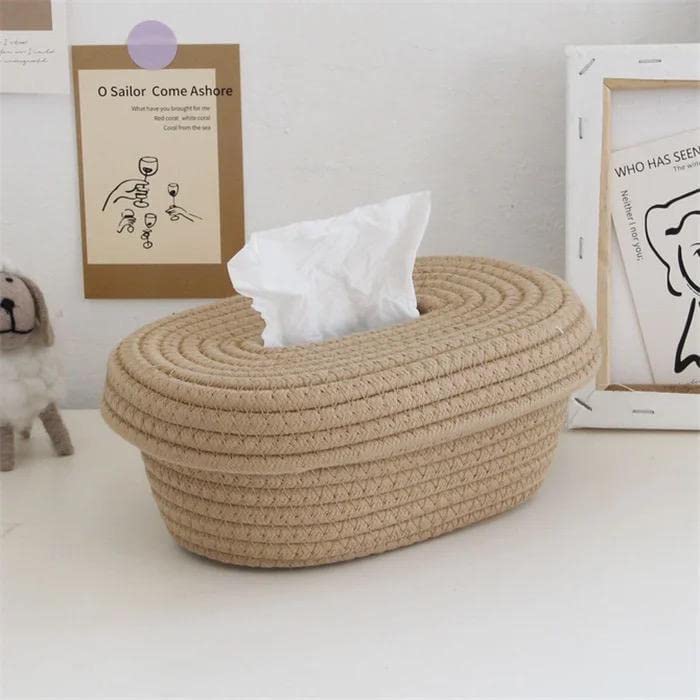 JMK Textile Boho Home Decor Small Box Rope Storage Book Shelf Jute Planter Basket Toy Gift Hamper Baby Tray Bucket Organizer for Living Room Kitchen washroom |01