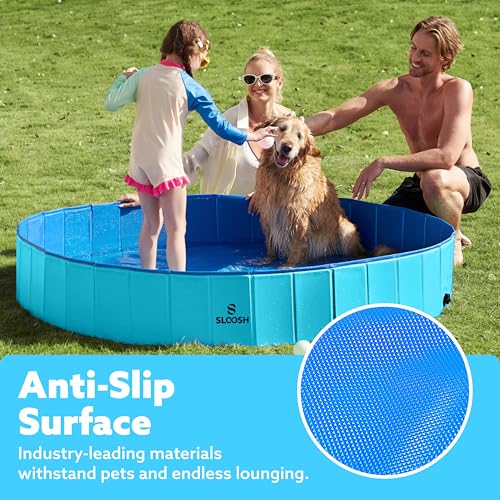 image for SLOOSH Foldable Dog Kiddie Pool - Portable Hard Plastic Doggie Swimmin