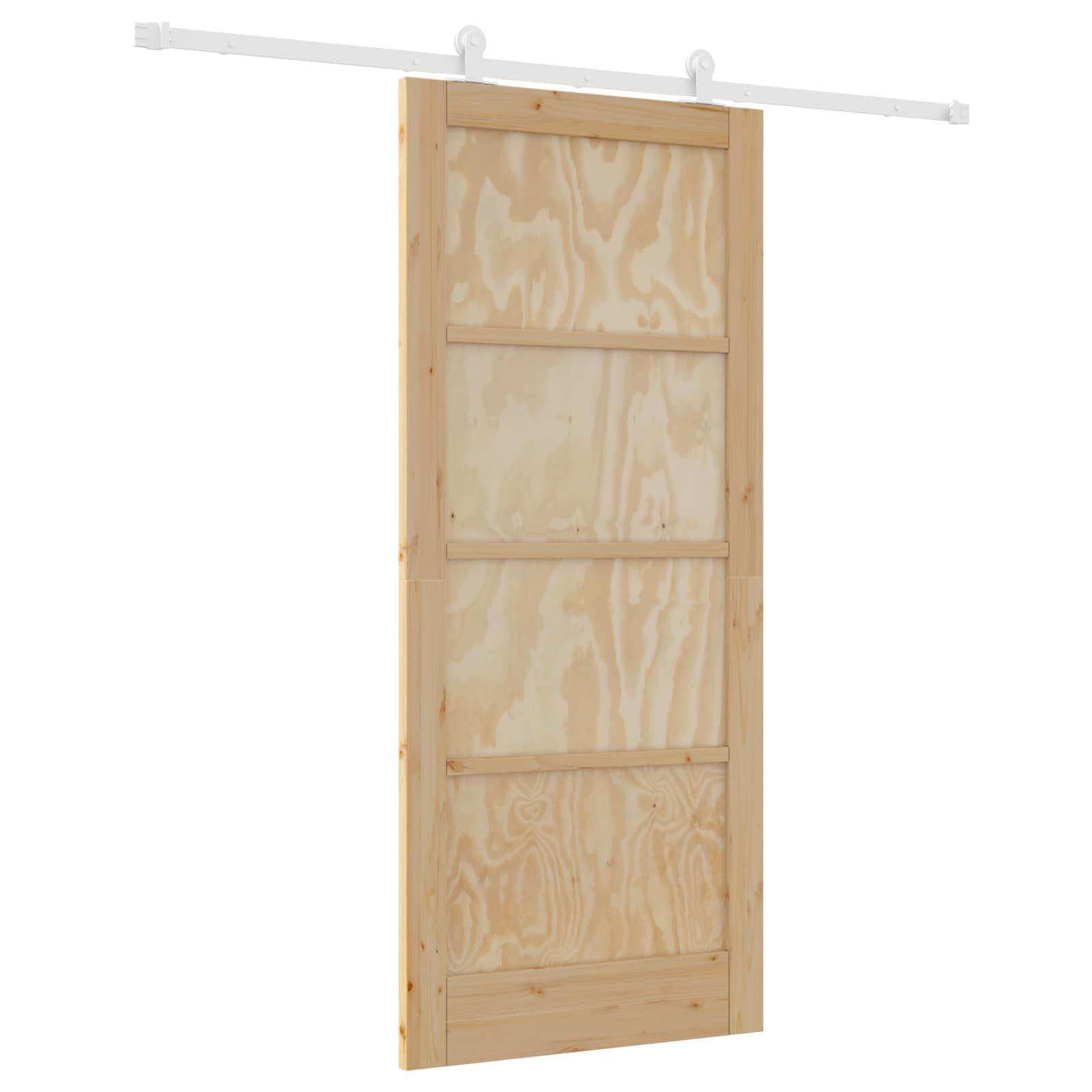 Porta scorrevole in legno di pino massello, 86 x 198,5 cm, divisorio con sistema scorrevole per interni, bianco e legno