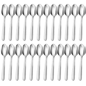 BEWOS 24 Stück Suppenlöffel Set, 8 Zoll (20,4cm) Löffel Set, Edelstahl Esslöffel, Spiegelpoliert Tafellöffel, Spülmaschinenfest, Silber Löffel für Haus, Küche oder Restaurant