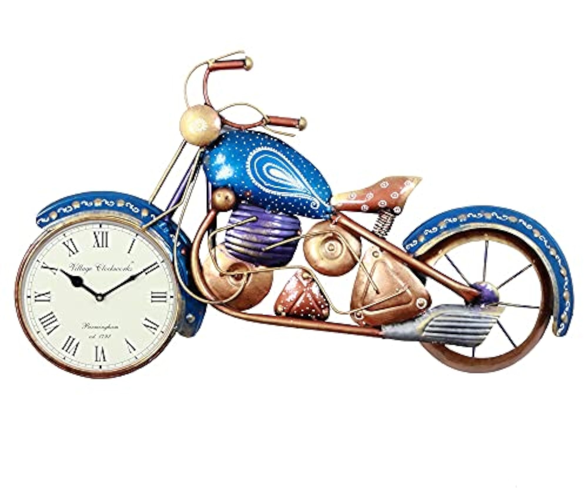 Iron Bike Clock Wall Mount, Multicolour