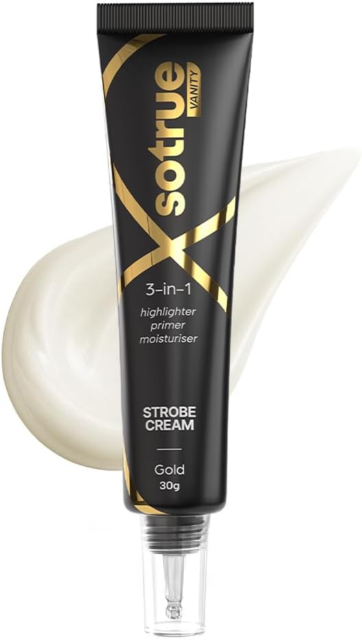 Sotrue Strobe Cream Gold for Face Radiance, Multipurpose Strobe Cream, Dewy Glazed Instant Glow, Highlighter For Face, Boosts Hydration, For All Skin Types, 30g