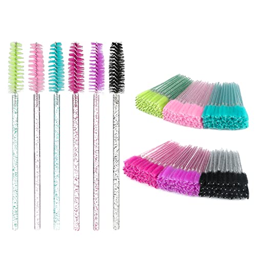 Image of G2PLUS 300PCS Crystal Eyelash Brushes, Disposable Mascara Wands Makeup Applicator, Adjustable Lash Spoolies for Eyelash Extensions and Eyebrow Brush (Colourful)