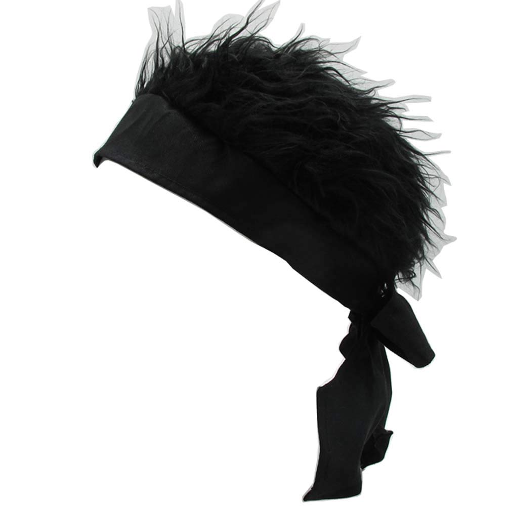 YEKEYI Novelty Team Wear Riding Hats Unisex Cycling Bike Bicycle Cap Fake Hair Wig Visor Black