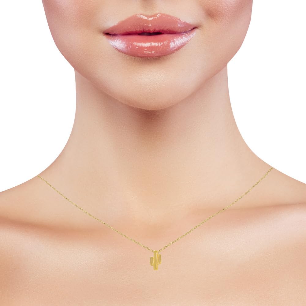 MUSTHAVE Together Cactus 18K Gold Plated Necklace With Message Card, Yellow and White Color, Anchor Chain, Best Gift Necklace, Size 16 inch + 2 inch Extender, Pendant, Gift Card - Image 6