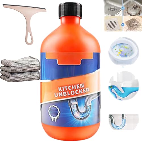 Desatascador de tuberías, agente desatascador para cocina, limpiador de desagües con espuma de limón, potente agente limpiador de tuberías, removedor de obstrucciones para inodoro y fregadero (1 unidad) miniatura 1