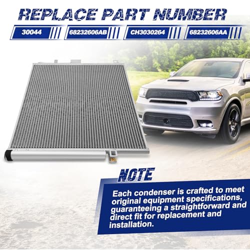 Image of Air Conditioning A /C Condenser Compatible with Dodge Durango # 30044, 68232606AB, CH3030264, 68232606AA